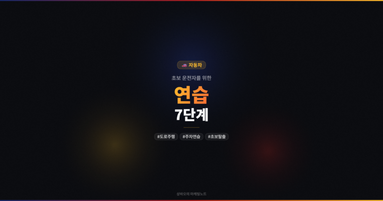 초보 운전 연습 방법 7단계 – 면허 후 100일이 승부다 (2026)